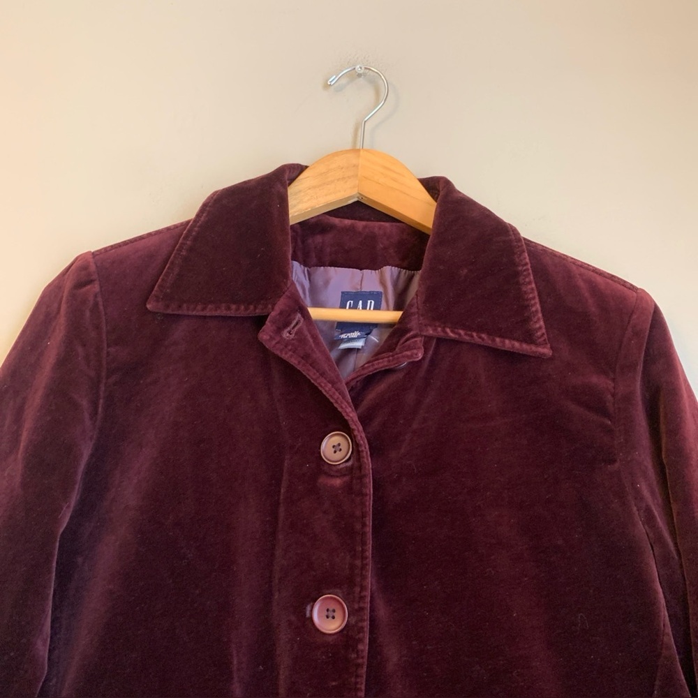 Vtg GAP Velvet Blazer Button Jacket  Burgundy Office FairyFormal  Castlecore - Picture 4 of 8